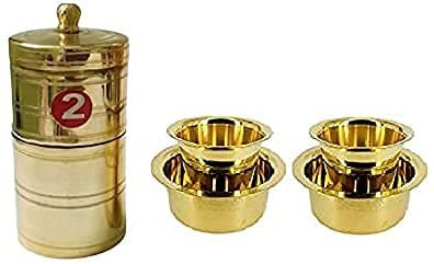 South Indian Coffee Brass Filter and Brass Dabara Set/ South Indian Coffee Filer With Tumbler Set