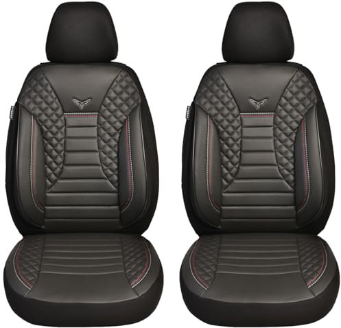 BREMER SITZBEZÜGE Maß Auto Schonbezüge kompatibel mit Toyota Avensis T27 Fahrer & Beifahrer Set ab 2008-2017 / Auto Schonbezug Velour Kunstleder Set 2er Pack in Schwarz (PS804)