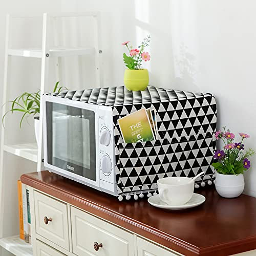 Microwave Oven Cover Elegant Dustproof Cover Toaster Cover Microwave Oven Protector Kitchen Anti-Oil Towel-Black Triangle