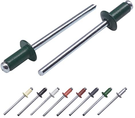 Paquete de 500 remaches ciegos pintados de 4,0 x 8 mm, cabeza de cúpula, DIN 7337, remache de aluminio y mandril de acero, remaches pop (500, verde musgo RAL 6005)