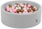 KiddyMoon Bällebad 90X30cm/200 Bälle Bällepool Mit Bunten Bällen Für Babys Kinder Rund, Hellgrau:Puderrosa/Perle/Golden