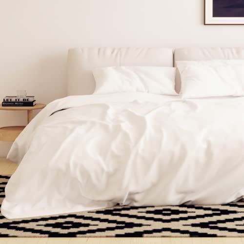 Emma Essentials Mikrofaser Bettwäsche mit 1 Bettbezug 240x220 cm und 2 Kissenbezügen 40x80 cm, 3-teilig, Weiß