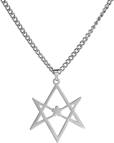 VASSAGO Thelema Halskette mit Hexagramm-Symbol, Edelstahl, 6-zackiger Stern-Anhänger, Halskette, Vintage, Religion, Talisman, Amulett, Schmuck, Geschenk für Männer und Frauen, M, Edelstahl, kein