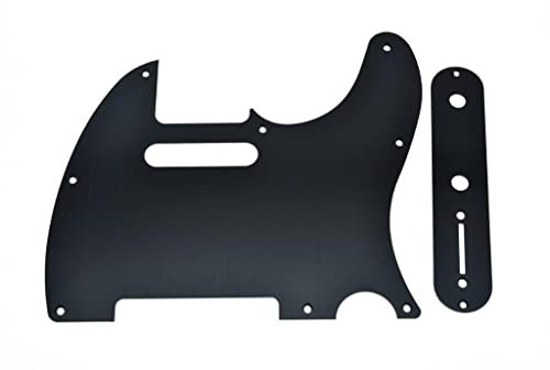 Dopro Metal Aluminum Anodized 8 Hole Tele Pickguard with Metal Control Plate and Screws for American/Mexican Telecaster Black