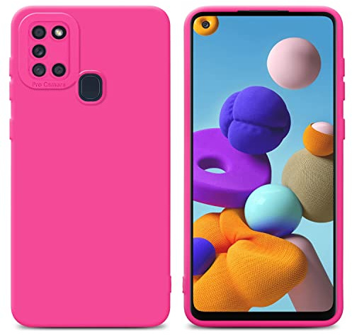 Cadorabo Hülle kompatibel mit Samsung Galaxy A21s Schutzhülle TPU Silikon Case Liquid Design mit Kameraschutz Slim Kratzfest Weiche Gummi mit Rundumschutz Case Hülle für Galaxy A21s in Pink