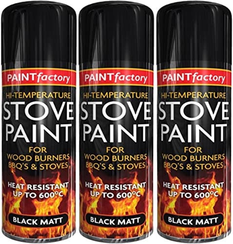 Q&H High Temp Black Matt Spray Paint 400ml - Stove Paints for Wood Coal Burner, Stoves, BBQ's, Chimneys, Fireplaces - Heat Resistant 600°C - & Quick Drying Provide Great Coverage & Adherence Home (3)