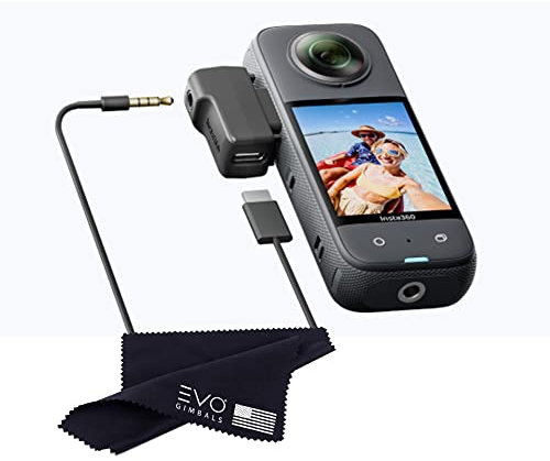 insta360 X3 Mikrofon-Adapter, externer Mikrofon-Adapter X3 Kamera, Typ-C und 3,5 mm Audio-Ports unterstützen das Aufladen während der Aufnahme