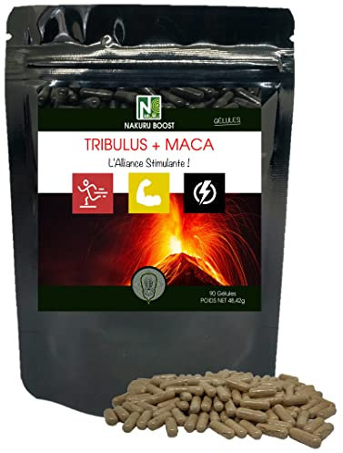 NAKURU | Tribulus + Maca | Gamme Boost | Fabriqué en France | L'Alliance Stimulante ! | (90 Gélules de 538mg / Poids Net: 48,42g)