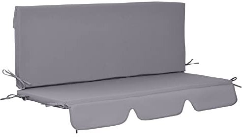 Outsunny Cojín para Columpio de 2 Piezas 130x45x5 cm Cojín para Balancín Cojín de Asiento y Respaldo Acolchado para Jardín Terraza Balcón Exterior Gris
