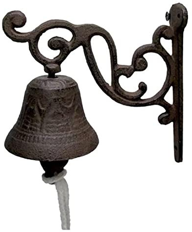 JINGLING Cena Bells Fuori casa colonica | Campanello Classico Rustico sospeso in ghisa fine | Staffa Decorativa Vintage da Parete, Antica Campana Rustica