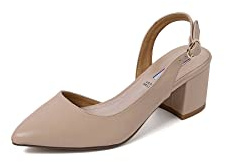 QUEEN HELENA Scarpe Basse Eleganti con Tacco Décolleté a Punta Chiusa Donna ZM9324 (Nude, Sistema Taglie Calzature EU, Adulto, Donna, Numero, Media, 37)