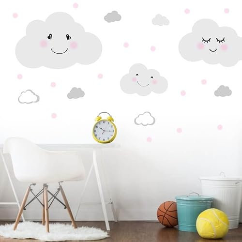 INSPIO Wandaufkleber - Wolken mit Punkten, Wandtattoo für Kinderzimmer