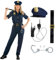 Morph Polizei Kostüm Damen, Polizistin Verkleidung, Perfekt für Halloween und Mottopartys, XXL