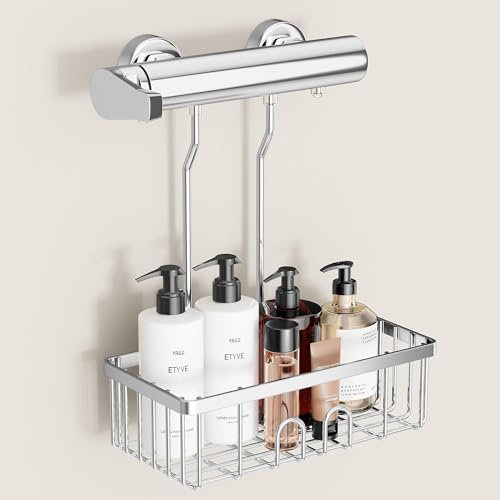 Cesta de ducha colgante, no requiere taladrar, guardar champú o jabón, acero inoxidable SS304, 30 x 13 x 8,5 cm