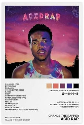 Chance The Rapper Poster Acid Rap Album Cover Poster Leinwand Poster Schlafzimmer Dekor Sport Landschaft Büro Zimmer Dekor Geschenk ungerahmt 30 x 45 cm