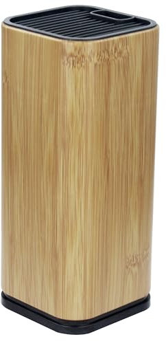 Bloque para Cuchillos, Soporte para utensilios de cocina de Acero, Almacenamiento Plateado con Ranuras para Tijeras u Objetos de Corte Afilado (Cuadrado Madera)