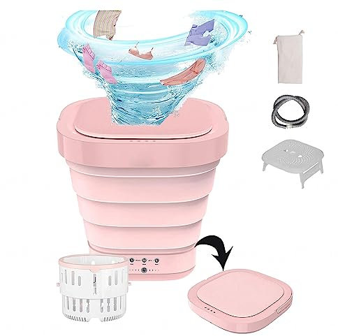 Mini Lavadora y Secadora con 2 Modos de Secado y UV, Lavadora Plegable con Rueda Ondulada 4D de Secado por Centrifugado, Secado por Centrifugado para Personal, Dormitorio, Apartame