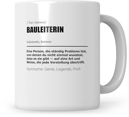 Sweetify Bauleiterin Tasse Geschenk Hausbau Bauherrin Baubeginn Baustelle Geschenkidee