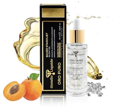 Silver Stardust Glow Oil, pflegendes Gesichtsöl, mit reinem Silber und konzentrierten Ölen, ideal für Dermaroller, feuchtigkeitsspendendes Gesichtsöl, 30 ml