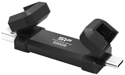 Silicon Power DS72 Disque dur SSD portable USB 3.2 Gen 2 Type-C/Type-A Noir 500 Go