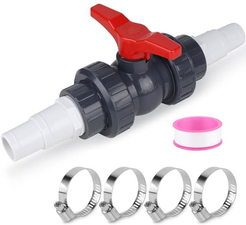 SWAWIS Vanne Piscine avec Raccord Tuyau pour Tuyau Piscine 32-38mm Raccord Tuyau d'arrosage Raccord Piscine Robinet d'arrêt 1 1/2(50mm), 2 Raccord Tuyau 32-38mm Accessoires Piscine