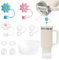Yuecda Stanley Cup Accessories Set - 6 Pcs Silicone Spill Proof Stopper, 2 Straw Cover Caps, 1 Silicone Boot for 40oz & 30oz Cup (Flash White)