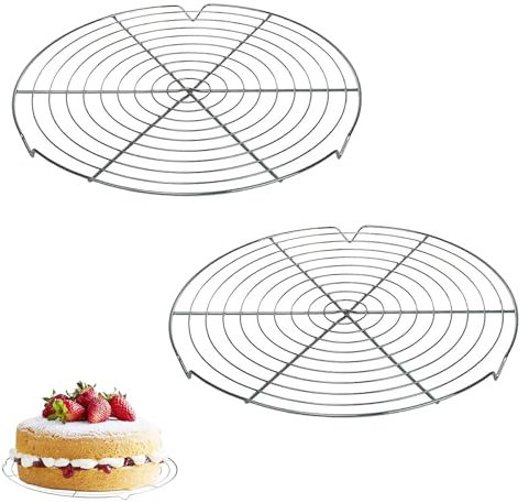 Rejilla Redonda para Tartas, 2 Rejillas de Enfriamiento de Metal, Diámetro de 30 cm, Uniforme de Pastelería, Apta para Olla, Horno y Freidora, Tartas de Acero Inoxidable para Enfriar