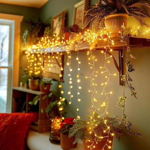 Lecone 200 LED Lichterkette, 6M Kupferdraht Lichterkette Batterie Betrieben Außen/Innen, Weihnachten Lichter für DIY Urlaub Hochzeit Geburtstag Party Décor
