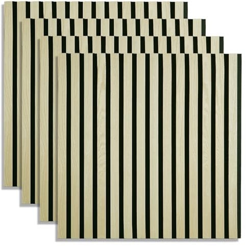 Homestyle4u Akustikpaneele Holz 60x60 cm 4 Paneele Wandpaneele Akustikplatten 4er Set Wandverkleidung Innen Dekopaneele