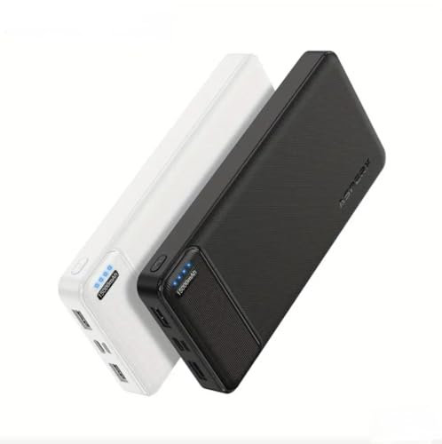 Asperx Portable Power Bank Set, 15000mAh, 2 Pack, White and Black