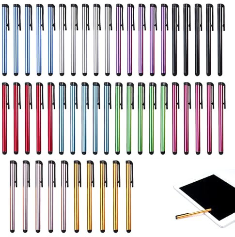 50 Pezzi Pennino Capacitivo Universale per Touch Screen, Penna Stilo con Design a Clip per Tablet, iPad, Smartphone, Samsung Galaxy