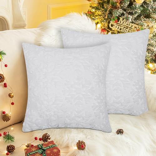 Xevinas Kissenbezug Weihnachten 45x45, Weihnachtskissen Weihnachtskissenbezug, Flauschige Kissen Winter Deko, Deko Kissen Aesthetic Kissen Weihnachtsdeko Winter Kissenhülle (A,2STK)