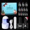 TOMICCA Kit Capsule Americaine Ongle - Pose Americaine Ongle Kit, 240 PCS Capsules Ongle Amande Moyens, Avec 6 en 1 Colle Faux Ongles Top Coat Semi Permanent Et Mini Lampe UV Ongles Gel
