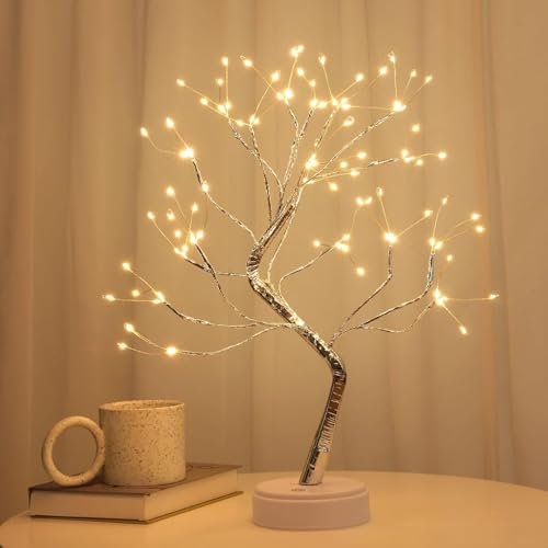 50cm Tree Lamp Twig Tree 108 LEDs Warm White Birch Tree USB/Battery Operated Tabletop Bonsai Tree Wire Tree for Christmas Decorations