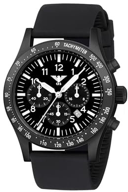 KHS Platoon Black Steel Solar Chronograph KHS.PLABSSC.SB mit Silikonband schwarz