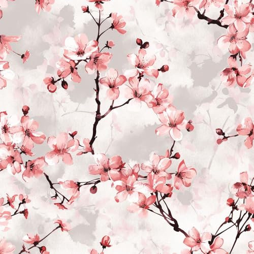 JIAOQSS Carta da Parati Adesiva Fiori di ciliegio rosa Carta da Parati Adesiva Muro Pellicola Adesiva per Mobili Carta da Parati Decorativa Autoadesiva Bagno