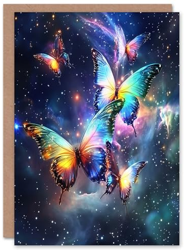Artery8 Greeting Card String Theory Cosmic Butterflies Space Starscape For Her Woman Birthday Card