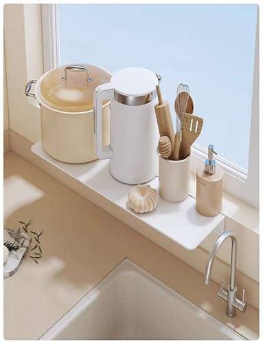 Kitchen Extension Board, Window Sill Extender Plate without Drilling, Carbon Steel Storage Shelf, Window Plant Shelves with Magnetic Base, for Kitchen Organization(15.8x3.9)