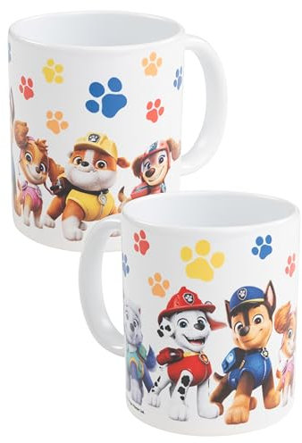 Paw Patrol Tasse - Pfoten Kaffeetasse Becher Kaffeebecher aus Keramik 320 ml Weiß
