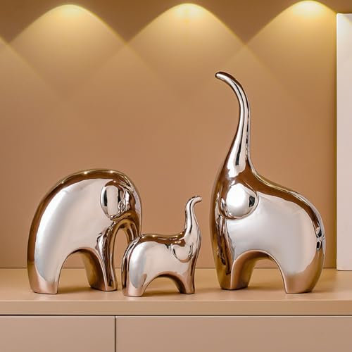 GZDDYUMYJX Elefanten Statue,Elefanten Deko Figuren, Moderne Keramik Dekor Statue, Glücks Elefant, für Bücherregal, Wohnzimmer, Büro, Tischregal Dekoration, Geschenk für Elefantenliebhaber. (Silber)