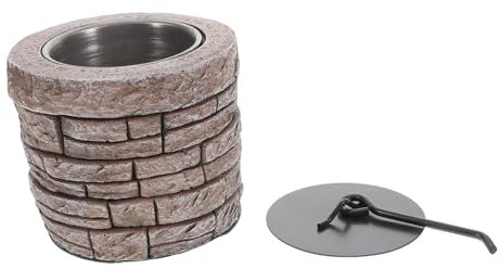 Hemobllo Chimenea De Sobremesa Pequeña Marrón Estufa Asada Mesa De De Gas Natural Pozo De De Sobremesa para Exteriores Mesa De Redonda Chimenea Pequeña Kit De Smores