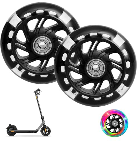 LYPPUL Leuchtende Stunt Scooter Rollen, 2 Stück 100mm Led Scooter Ersatzräder Räder mit ABEC, LED Lichtrollen, 9 Kugellager, blinkende LED Scooters Räder Härtegrad 88A, geeignet für allerlei scooter