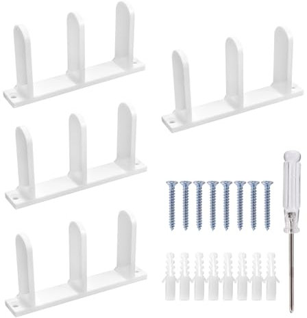 4pcs Guide Inférieur Porte Coulissante, Guides Plancher Coulissants Pratiques Acrylique Pratiques avec 8 Vis pour Vestiaire Salle Bain Cuisine Porte (Blanc)