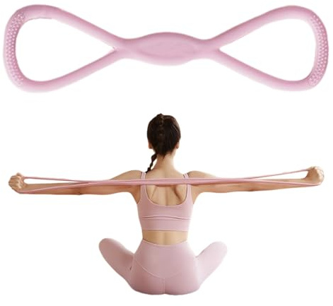 Stretchy Bands Exercise, Figure 8 Resistance Bands, 15ib Lightweight and Compact, Arm Chest Expander for Indoor, Outdoor, Travel, Gym, Yoga, Pilates Fitness, Pink Purple