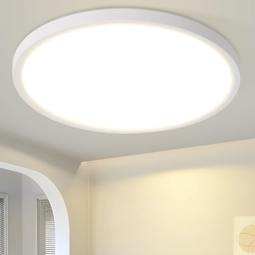 Laittiin Deckenleuchte LED Deckenlampe Badezimmer - 22cm Badezimmerlampe | Flach 18W Rund Ultra Dünn Schlafzimmerlampe IP44 Wasserfest Badlampe 3000K Warmweiß Küchenlampe Flurlampe für Bad Flur Küche