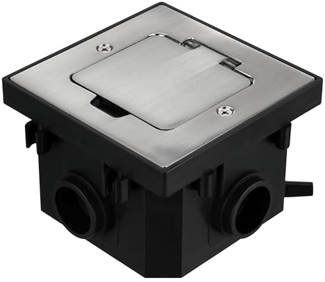 Enchufe empotrable de acero inoxidable, IP44, tapa abatible, serie AP-1, color plateado