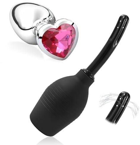 Douche Anale Kit,Poire de lavement intime anus douches+Plug anal,Réutilisable Douchesanale et Vaginale Douches Rectale,pour Homme ou Femme Kit de Douche intime,Pour les soins quotidiens