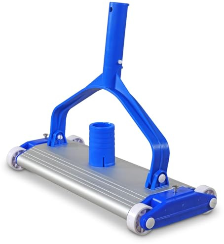 Bodensaugerbürste Aluminium 34 cm schwere Qualität - Laufrollen - Ø 38 mm Schlauchanschluss - automatische Bürdendruckanpassung - federgelagerte Bürsten für Poolbodenreinigung