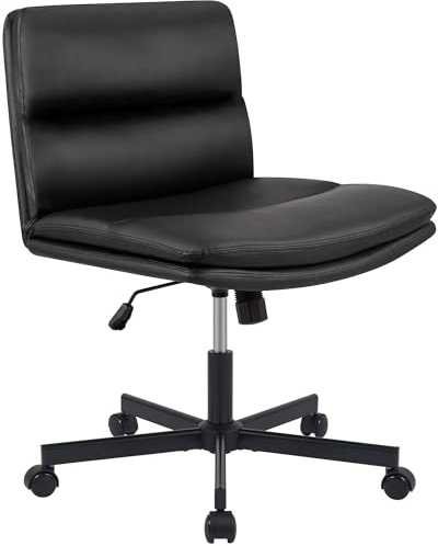 CLP Lounger gepolstert höhenverstellbar Eldor, Bürostuhl mit Kunstleder, Schreibtischstuhl drehbar mit Rückenlehne und Rollen, bis 135 kg - Farbe schwarz
