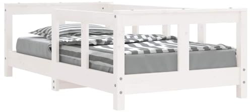 Cuna blanca de madera maciza de pino de 70 x 140 cm con somier y cuna estable para habitación infantil, convertible y adecuada para niños y niñas